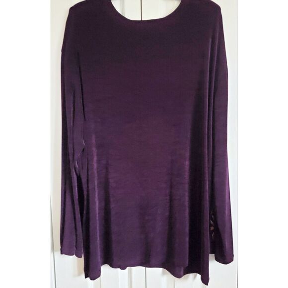 Donna USA 3XL Vintage Tunic Top‎ Slinky Shoulder Pads LS Round Neck - Picture 2 of 9